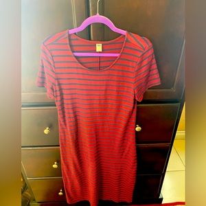 Navy Blue and Burgundy Striped Dress 👗